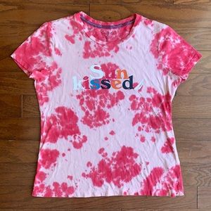 Nautica Sun Kissed Tie Dye Pink T-Shirt Beach Summer Fun Colorful Size Medium